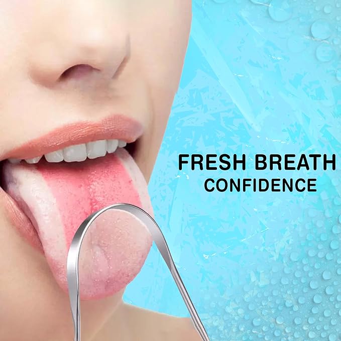 Stainless Steel Tongue Cleaner, 2 Pack with Travel Case and Unique Identifying Mark, Scrapes All Gunk, Fights Bad Breath, Improves Oral Hygiene