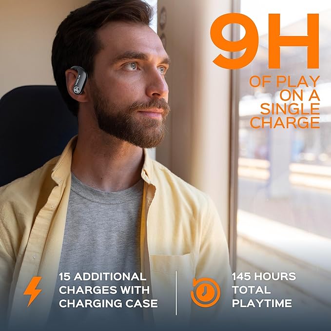 TREBLAB X3 Pro - Ultra Comfortable Earhooks, Pure-HD Sound, Punchy Bass, 145H Battery, Waterproof & Sweatproof Bluetooth Earbuds, Mics for Calls, True Wireless Ear Buds for Sports Workout Running-StrideForce Fitness