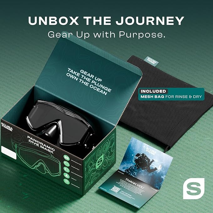 Pano 3 Scuba Diving Mask, Tempered Glass Snorkel Mask Three-Window Scuba Mask No-Leak Dive Mask Silicone Skirt Diving Mask for Snorkeling and Scuba Use-StrideForce Fitness