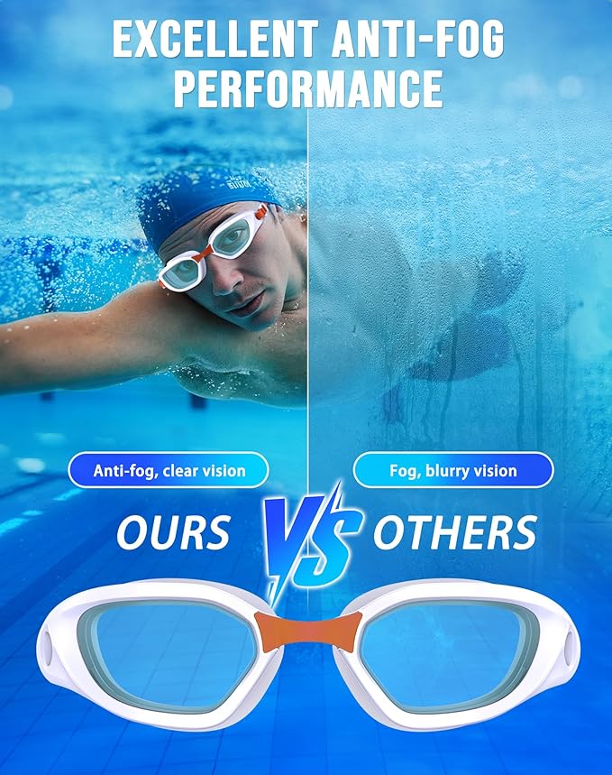 Swim Goggles, Unisex Adult Swimming Goggles Anti Fog Anti UV No Leakage Wide View for Men Women Youth-StrideForce Fitness