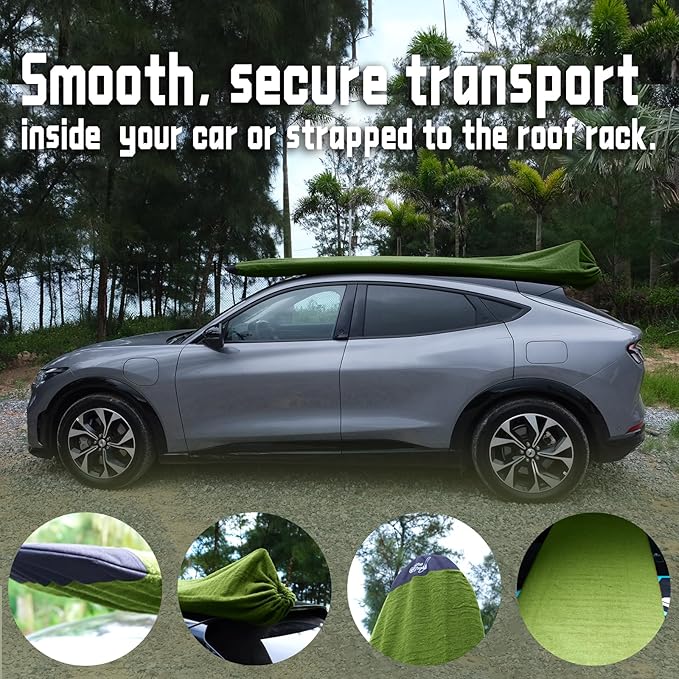 GrowSwell fabric Sock for Surfboard, Treetop Green Surfboard Cover, Surfboard Protection from Scratches, Dings, Wax, UPF 50+ proteciton, Keep 30°F cooler when covered-StrideForce Fitness