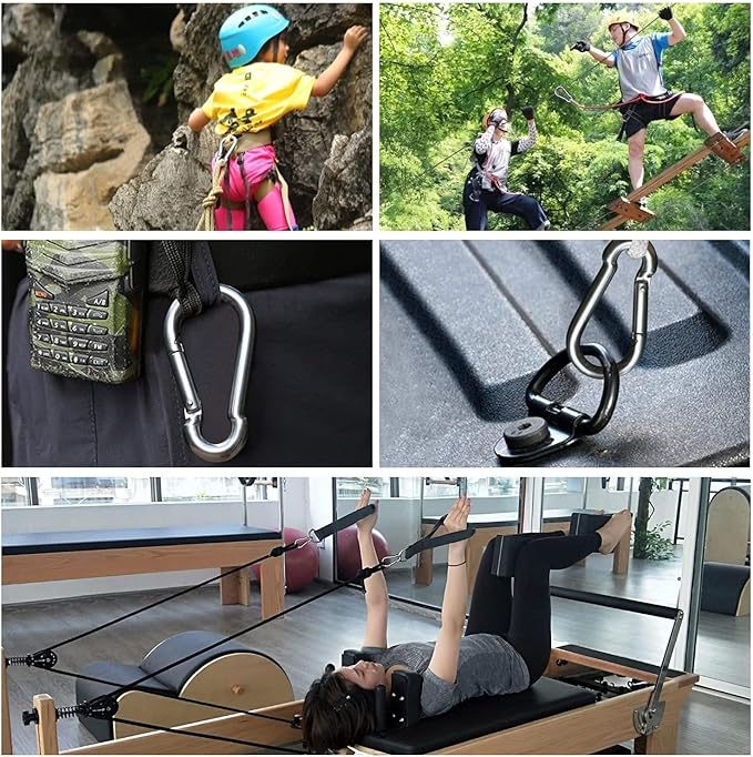 3 Inch Carabiner Spring Snap Hook Steel Clip Link Buckle Heavy Duty 8x80mm 10 Pcs for Outdoor Camping Hiking Hammock Swing, White-StrideForce Fitness