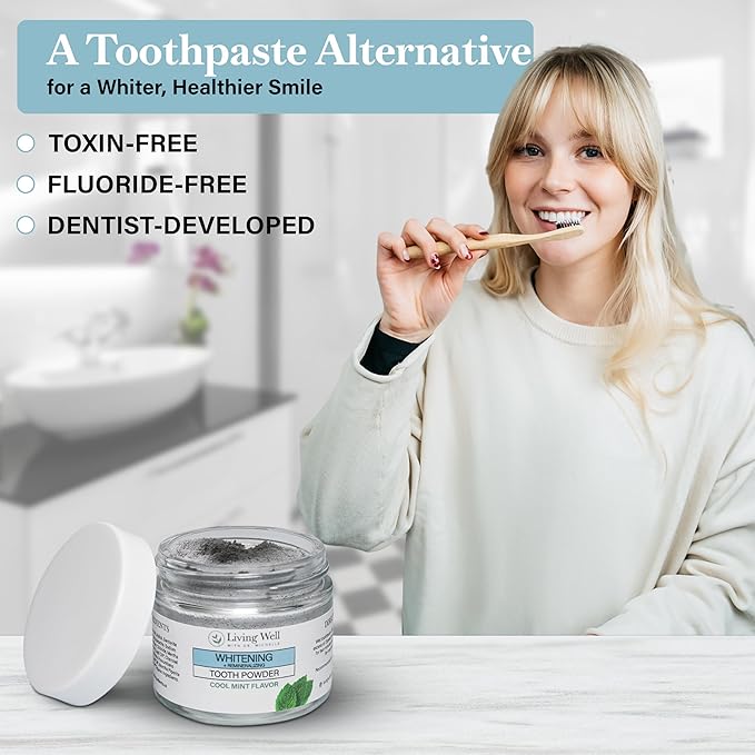 Living Well with Dr. Michelle Remineralizing & Whitening Bundle | Hydroxyapatite Tooth Powder & Cool Mint Mouthwash