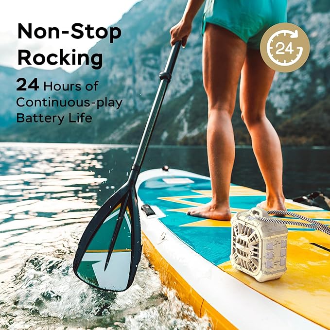 INSMY Shower Bluetooth Speaker, IP67 Waterproof Portable Small Multi Sync 100+ Speakers, Big Volume Booming Bass, 24H Playtime/Floatable/RGB Lights for Outdoor/Kayak/Beach/Golf (Khaki)-StrideForce Fitness