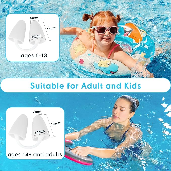 Painless Nose Plugs for Swimming for Kids (Age 6-13) and Adults, Silicone Waterproof Nose Clip for Swimming,Ensure Comfort and Safety in The Water-StrideForce Fitness