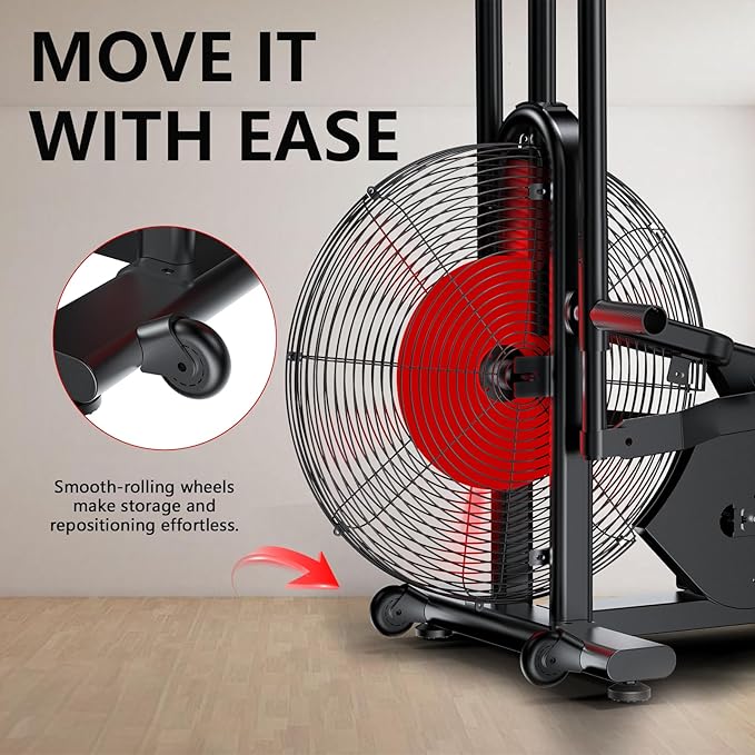 Air Bike, Wenoker Exercise Bike Air Resistance Stationary Bike for Home, Indoor Bike with Dual Action Handlebars, APP Connection Customizable Monitor-StrideForce Fitness