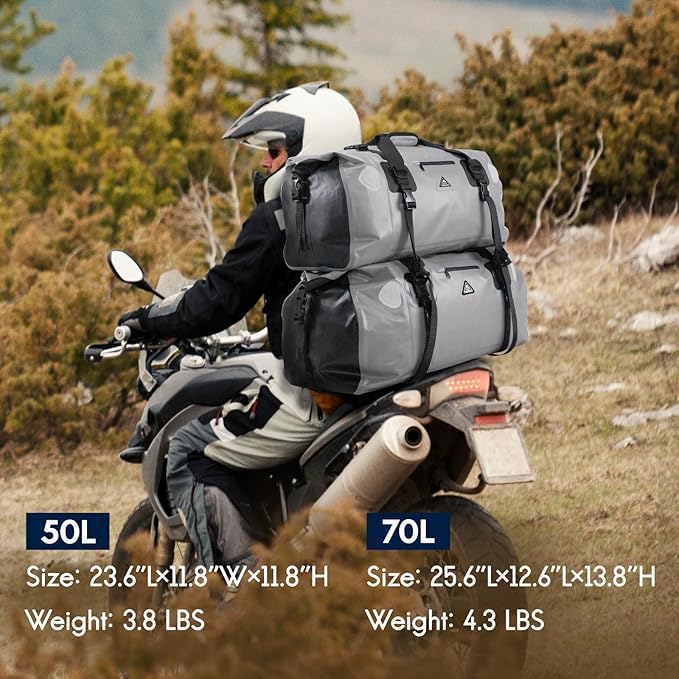 Haimont Waterproof Duffel Bag Roll-top Dry Duffel Bag with Quick-fixed Straps for Motorcycling, Rafting, Boating, SUP, Kayaking, Travel, 50L/70L-StrideForce Fitness