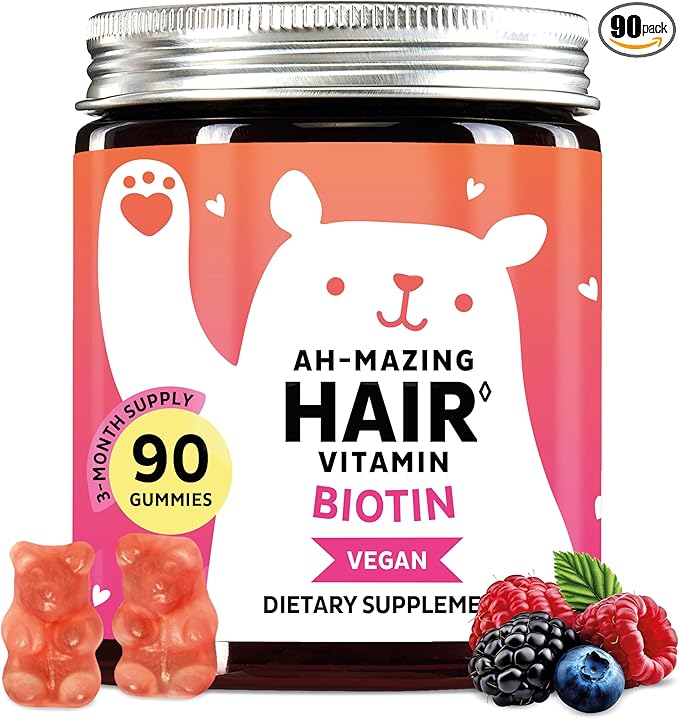 Biotin Gummies for Hair, Skin & Nails. 5,000 mcg High Potency Vegan Vitamins for Faster Hair Growth, Stronger Nails & Healthy Skin. with Vitamins C & E, 90 Gummies-StrideForce Fitness