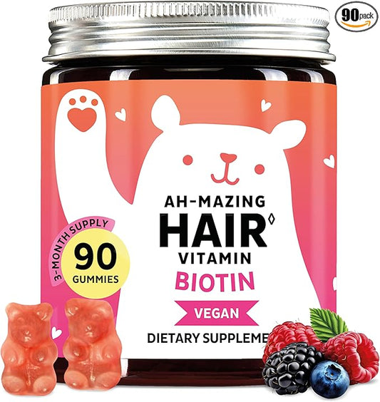 Biotin Gummies for Hair, Skin & Nails. 5,000 mcg High Potency Vegan Vitamins for Faster Hair Growth, Stronger Nails & Healthy Skin. with Vitamins C & E, 90 Gummies-StrideForce Fitness