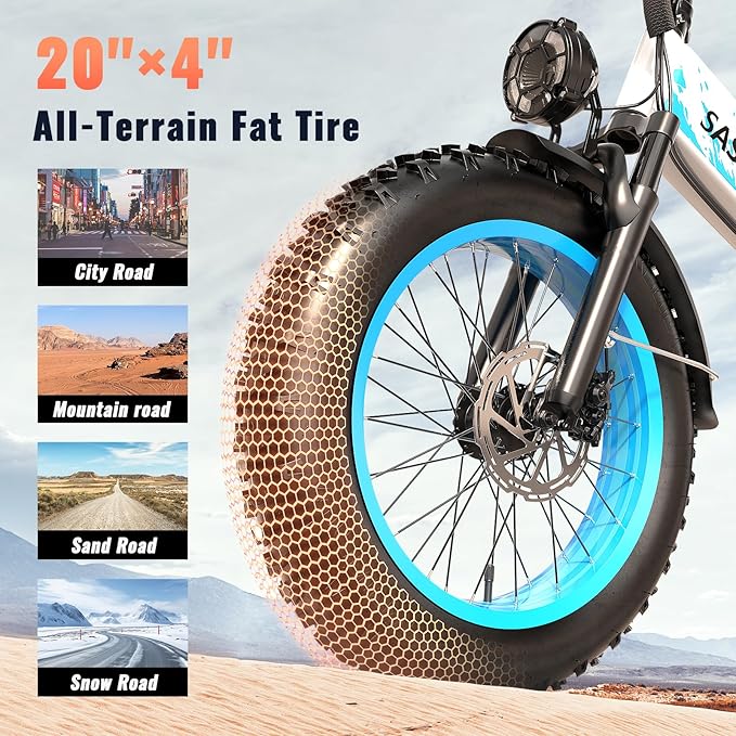 Folding Electric Bike for Adults, 20'' 1500W Peak Fat Tire Ebike, Up to 70 Miles 30+MPH Electric Mountain Bike with 52V 20AH Removable Battery, Dual Suspension, 7-Speed,UL Certified-StrideForce Fitness