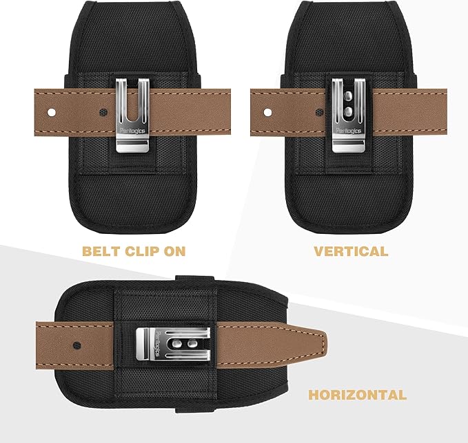 Perilogics Phone Holster with Magnetic Cover, Belt Clip Pouch Fits iPhone 17 Pro Max, 16 Pro Max, 16 Plus and Other Pro Max/Plus Models with Case Installed, with Zipper Storage & Card Pocket-StrideForce Fitness