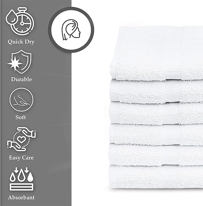 Gold Textiles 60 Pack White Hotel Bath Towels Bulk 20x40 Inches - Cotton Blend Economy Cheap Bath Towel for Commercial Uses, Gym, Salon, Spa & Hair - Lightweight Quick Dry (60 Pcs White)-StrideForce Fitness