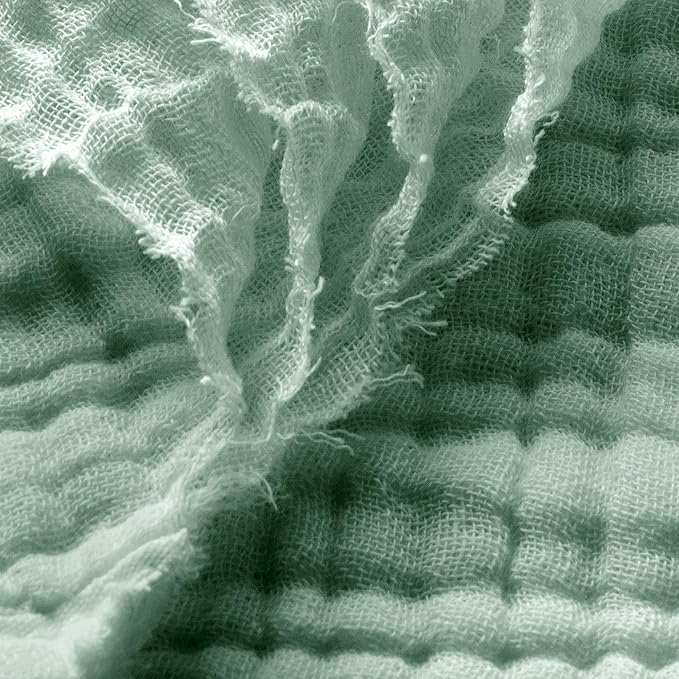 Carriediosa 100% Cotton Muslin Throw Blanket 108" X 90" King Size，4-Layers Summer Gauze Throws for Bed Couch，Soft Lightweight Breathable Linen Blankets Bedspread for Adults All Season，Sage Green-StrideForce Fitness