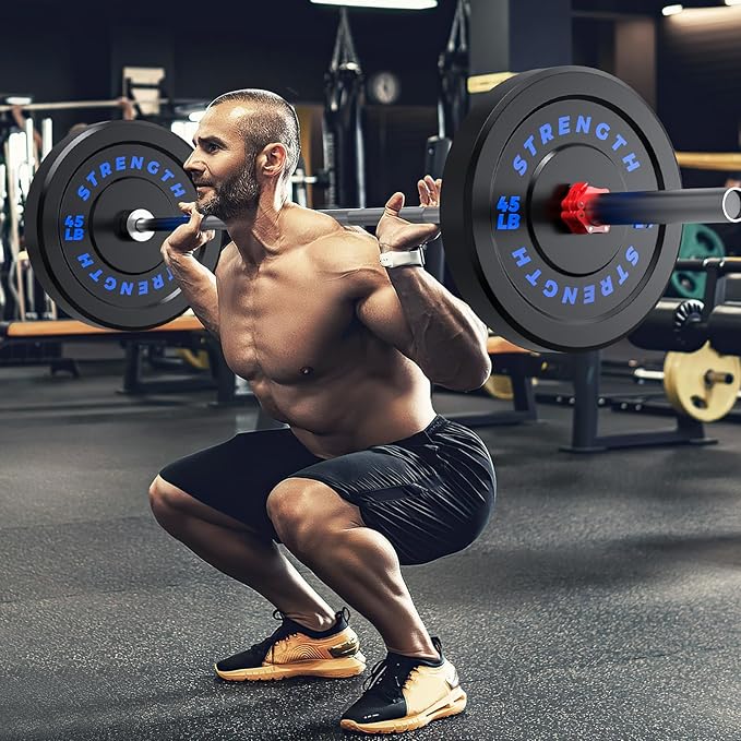 Olympic Rubber Bumper Weight Set - 2 Inch Barbell Plates for Home Gym Strength Training-StrideForce Fitness