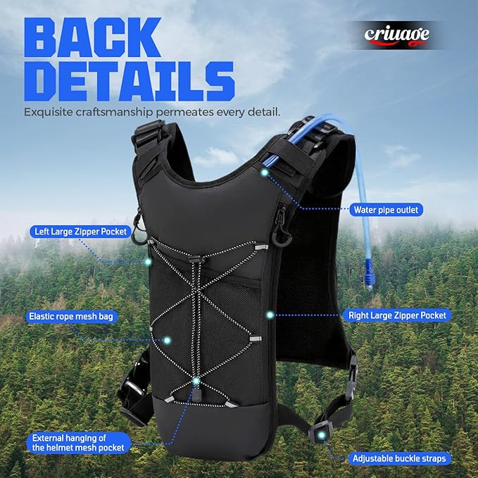 USA Original Patent Running Hydration Vest Backpack, Lightweight Chest Pack with 2.0L Water Bladder Bag Daypack for Hiking Running Cycling Race Marathon for Women Men-StrideForce Fitness