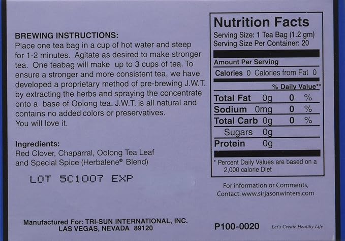 Jason Winters Original Blend Herbal Tea - 20 Count-StrideForce Fitness