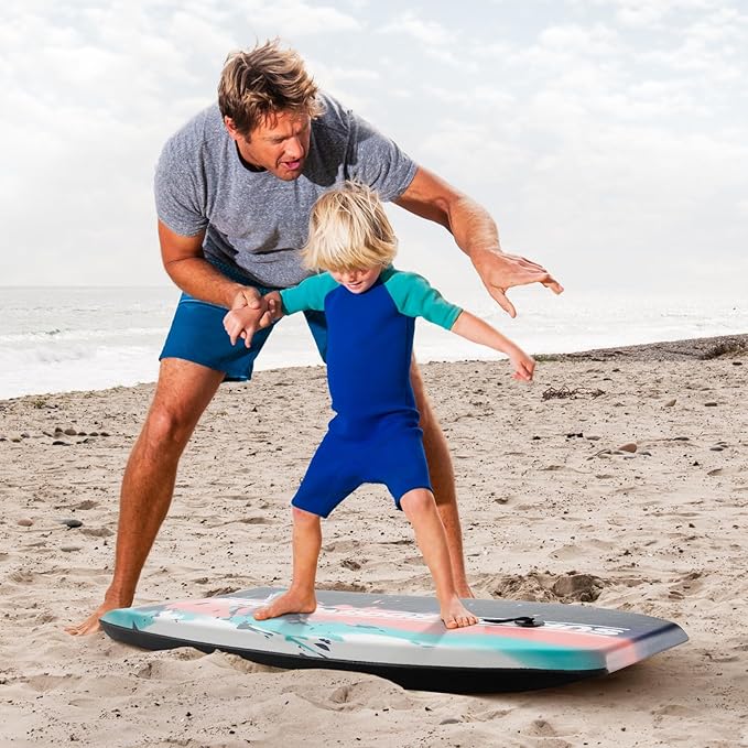 Goplus 41''/37''/33'' Lightweight Body Board for Beach, Surf Board with EPS Core, XPE Deck, HDPE Slick Bottom, Wrist Leash, Bodyboard for Kids Adults Surfing-StrideForce Fitness