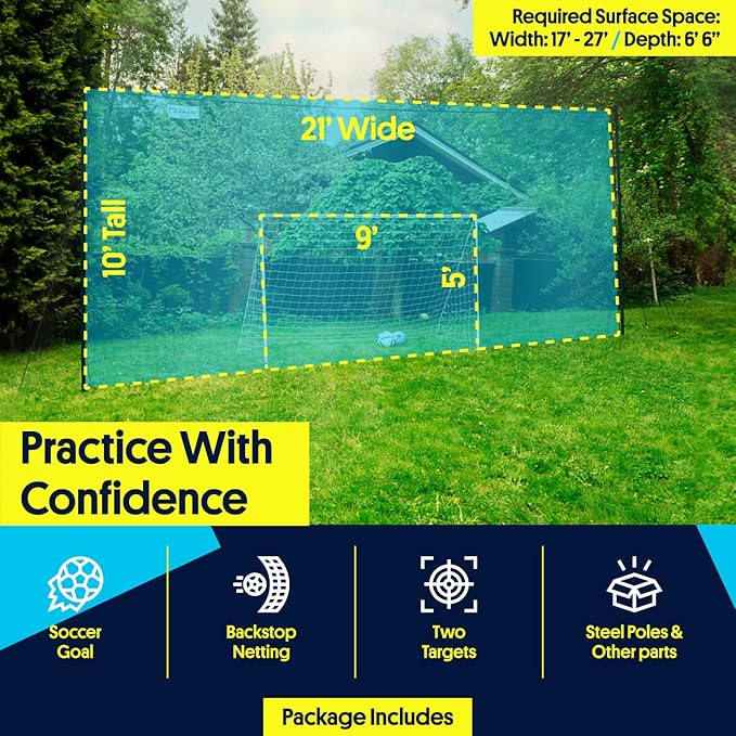 3-in-1 Soccer Training Rebounder & Goal Backstop Net - Soccer Goal for Volley, Passing, Solo Training - Outdoor Sports, Backyard Games-StrideForce Fitness