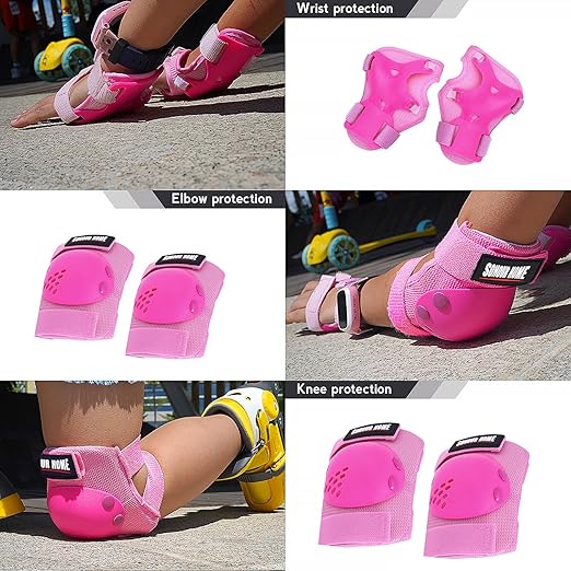 Youth/Kids Knee Pads Elbow Pads Wrist Guards Protective Gear Set for 3-15 Years Child Roller Skates, Skateboard, Cycling, Inline Skating, BMX Bike, Balance Bike, Scooter Riding and Other Outdoor Sports-StrideForce Fitness