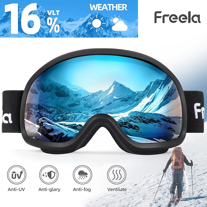 Freela Ski Goggles OTG Men Women, Over Glasses Snow Snowboard Sports Goggles for Adult Youth 100% UV400 Protection Anti Fog-StrideForce Fitness