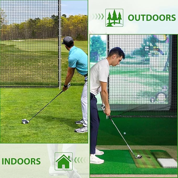 AKOZLIN Heavy Duty Sports Golf Netting Hitting Net 1" Square mesh for Softball,Baseball 10x10ft/10x15ft/10x20ft-StrideForce Fitness