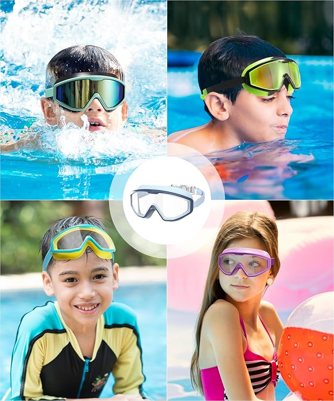 NSSIW Swim Goggles Swimming Kids-Goggles: Anti Fog No Leak with Nose Clip Earplugs for Girls Boys Youth 6-14 3 Pack-StrideForce Fitness