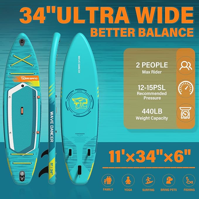 11'6"/11'/10' Inflatable Paddle Board with Complete Accessories, Versatile Premium Paddle Boards for Adults/Youth, Stand Up Paddle Board Polar/Wave/Sunny Wave Collection-StrideForce Fitness