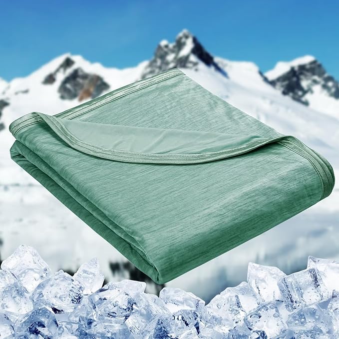 HOMFINE Cooling Blankets for Hot Sleepers - Summer Blanket Thin Lightweight Breathable Soft Double Side Enhanced Cooling for Bed Couch Sofa, Keep Cool for Night Sweats (Green, 50 x 70 inches)-StrideForce Fitness