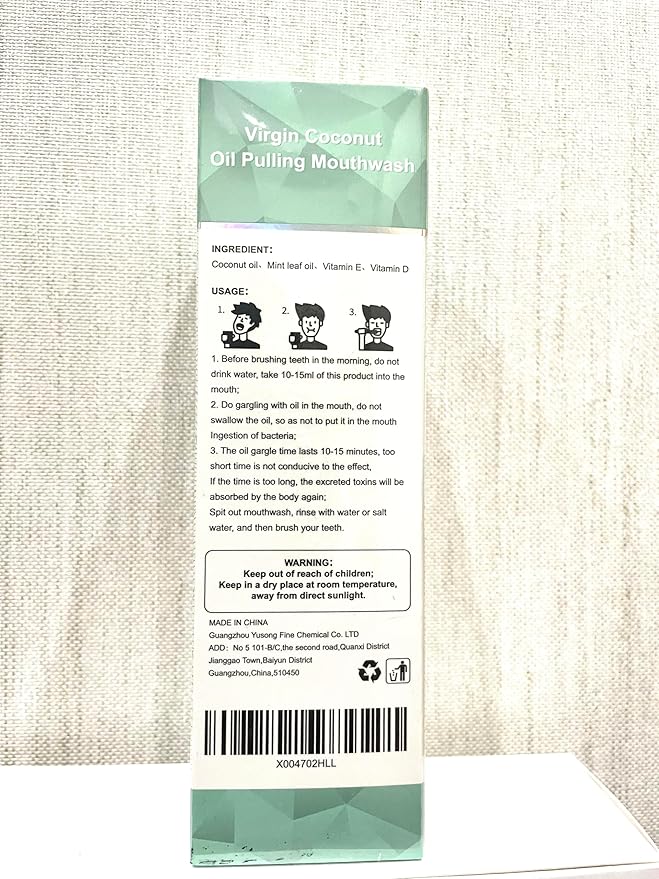 2-Pack Coconut Oil Pulling Mouthwash with Peppermint - Alcohol-Free Oral Care - Fresh Breath Solution - Organic Essential Oils Formula with Tongue Scraper - Gum Health Treatment - 237ML