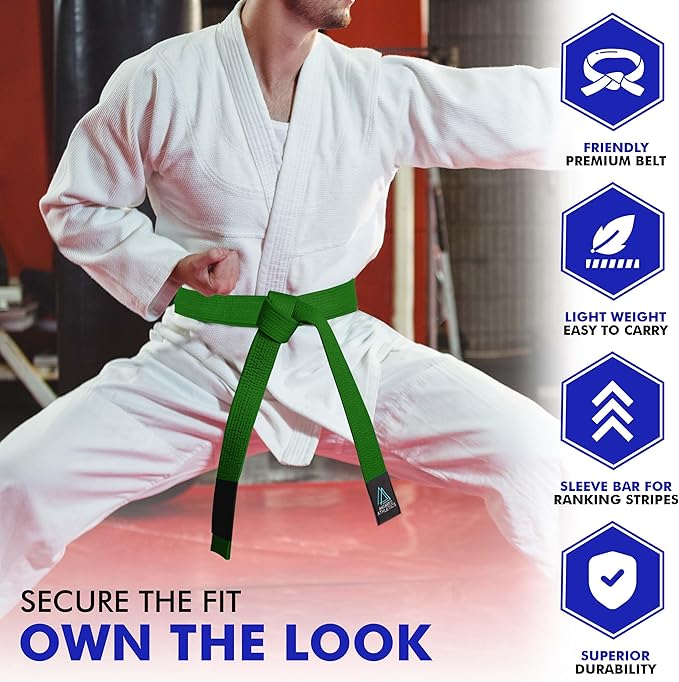 BJJ Belt for Men & Women Brazilian Jiu Jitsu Belt with Ranking Stripes Sleeve Bar Kids Jiu Jitsu Gi Belt-StrideForce Fitness