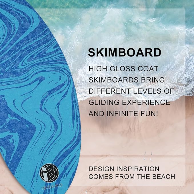 41” Skipper Skimboard with High Gloss Coat Wooden Skim Boards for Beginners, Teenagers and Adults Beach Skimboard 3 Color Traction Pad to Choose-StrideForce Fitness