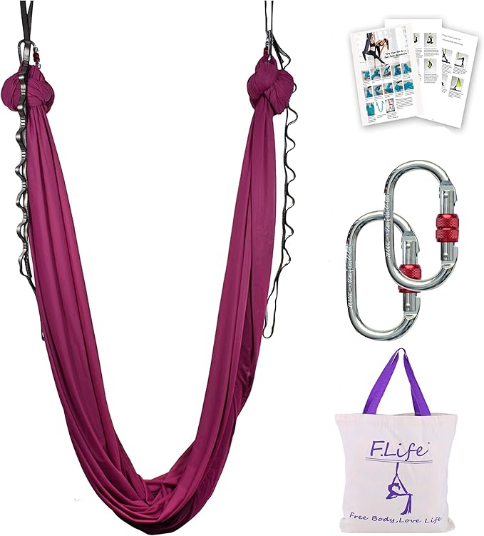 F.Life Aerial Silk Yoga Hammock & Swing for yoga Inversion,Strength training,starter hardware kit-StrideForce Fitness