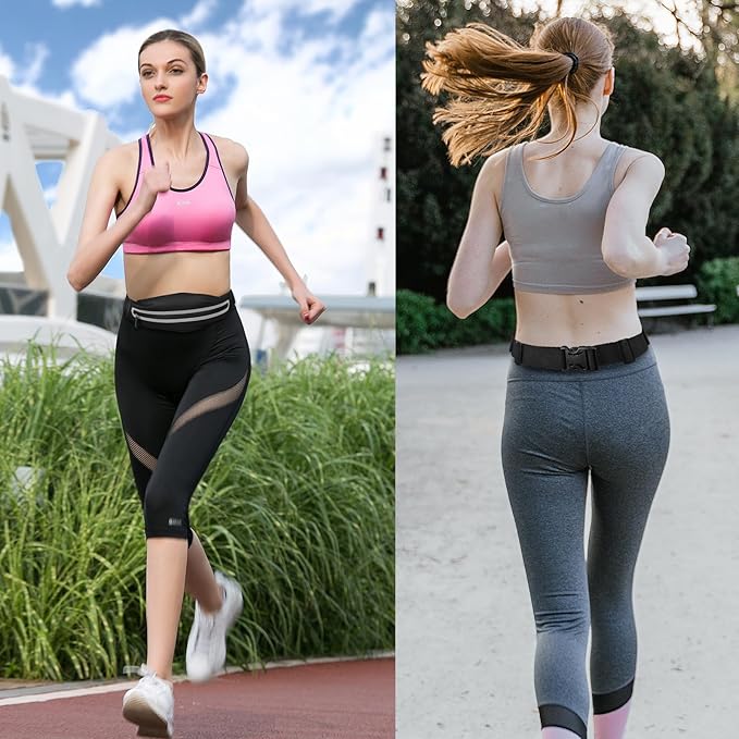 Running Belt Fanny Pack, Running Waist Pack for Women & Men USA Patented Hands-Free Reflective Runner Pouch Belt Fitness Workout Bag No-Bounce Adjustable Sport Travel Fanny Pack Cell-StrideForce Fitness