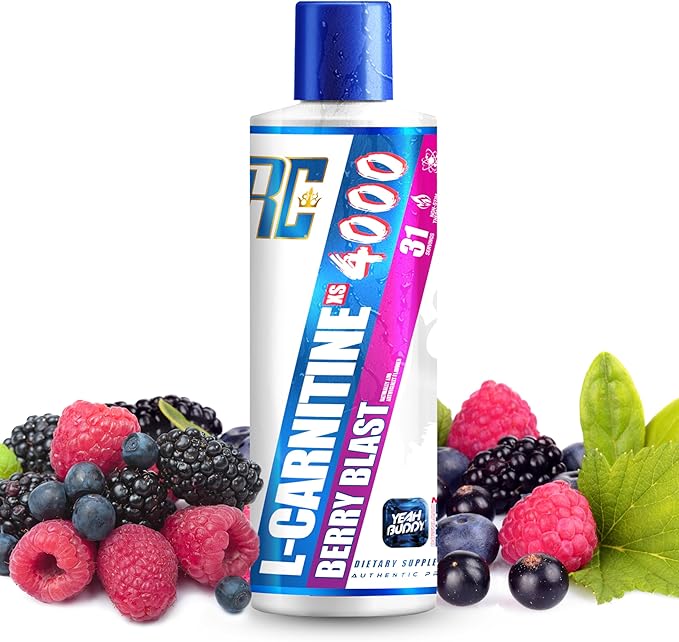 Ronnie Coleman Signature Series L Carnitine XS 4000 Liquid, Stimulant Free, Sugar Free, Zero Carbs, Lean Muscle Strength Support for Men & Women, Amino Acid Supplement, Berry Blast Flavor, 16 Oz-StrideForce Fitness