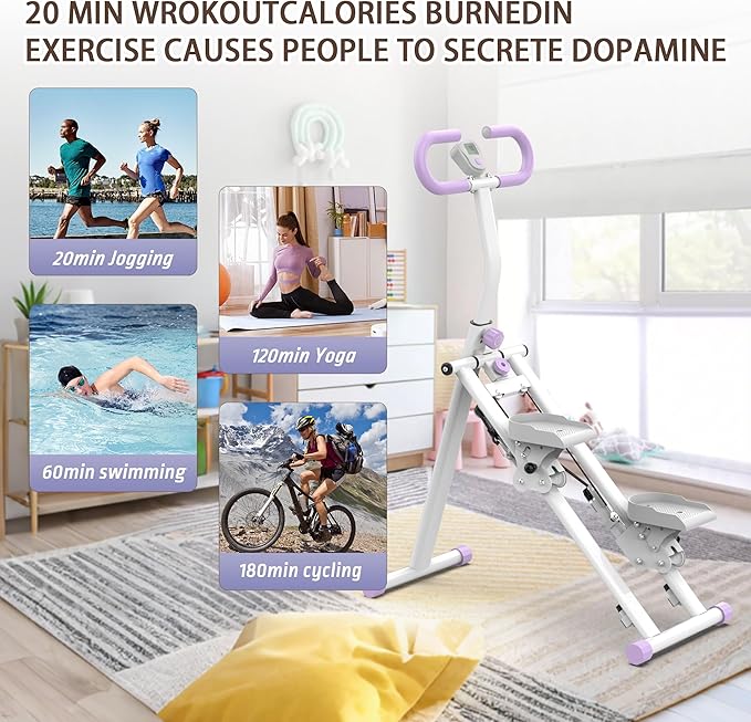 Stair Stepper for Home, Folding Vertical Climber Workout Machine for Full-Body Exercise Stair Stepper with Stable Frame Adjustable Handlebar & Pedals-StrideForce Fitness