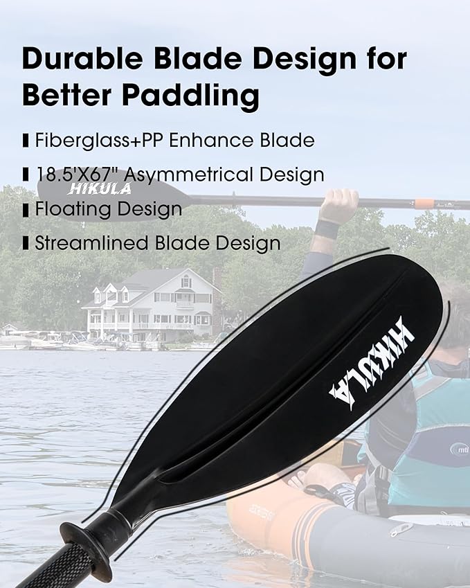 Adjustable Kayak Paddle with Carbon Shaft and PP Blade Available in 220-230/220-240/230-250cm Floating Lightweight Kayak Oars with Original Pattern-StrideForce Fitness