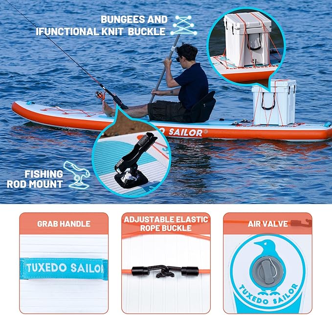 Tuxedo Sailor Kids Inflatable Paddle Board Lightweight and Safe Fishing Stand Up Paddle Board for Adults with Accessories-StrideForce Fitness