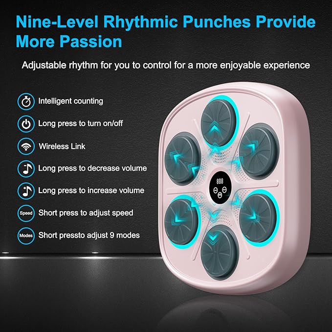 2025 New Model Smart Music Boxing Machine for Adults and Kids, Training Machine with LED Electronic Wall Mounted, Home Indoor Workout Equipment with Premium Boxing Gloves-StrideForce Fitness