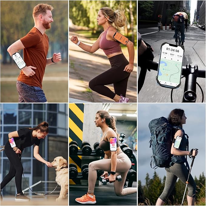 Cikyner Running Armband, Upgraded 3 in 1 Running Phone Holder Sports Armband Bicycle Phone Holder 360° Rotatable & Detachable Running Phone Armband for 4.5-7'' iPhone for Gym Running Hiking-StrideForce Fitness