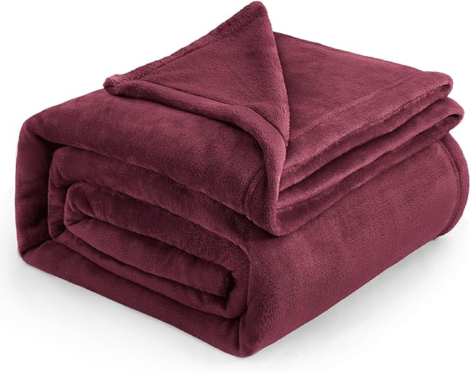 Bedsure Burgundy Red Fleece Blanket King Size - 280GSM Throw Blankets for Couch,Sofa,Bed, Soft Lightweight Plush Cozy Throws for Toddlers-StrideForce Fitness