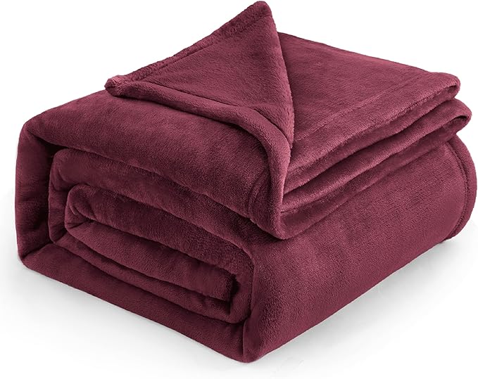 Bedsure Fleece Blankets Queen Size Red Burgundy - Bed Blanket Soft Lightweight Plush Fuzzy Cozy Luxury Microfiber, 90x90 inches-StrideForce Fitness