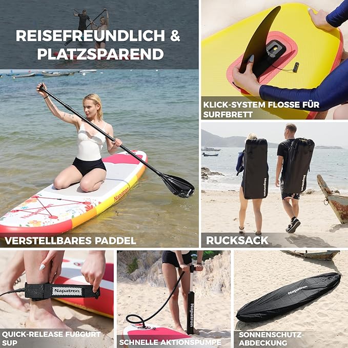 Napatron Family Inflatable Stand Up Paddle Board, Sup,Stable Wide Design,350LBS Capacity,Complete Paddle Board Package with Fast Action Pump,Leash,Ideal for Beginners/Youth & AllSkill Levels-StrideForce Fitness