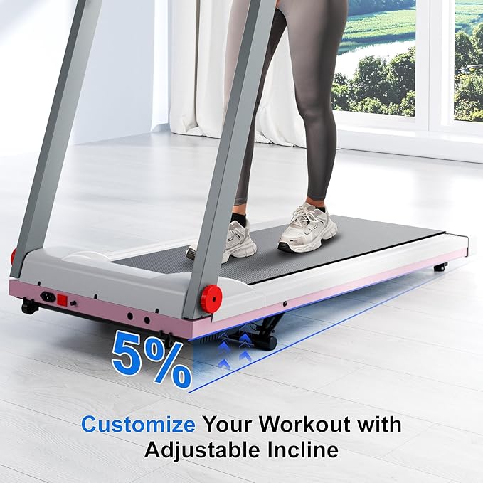 Treadmill with 5% Incline, 300lbs Capacity Folding 15 HP Small Treadmills for Home Portable Running Treadmill with Handles Quiet Brushless Dual Cushion System, Electric Compact Treadmil-StrideForce Fitness