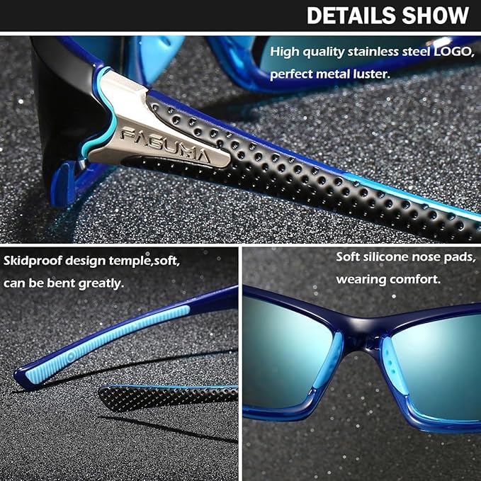 FAGUMA Sports Polarized Sunglasses For Men Cycling Driving Fishing UV400 Protection-StrideForce Fitness