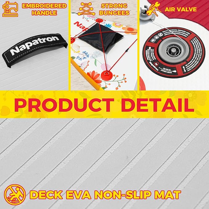 Napatron Family Inflatable Stand Up Paddle Board, Sup,Stable Wide Design,350LBS Capacity,Complete Paddle Board Package with Fast Action Pump,Leash,Ideal for Beginners/Youth & AllSkill Levels-StrideForce Fitness