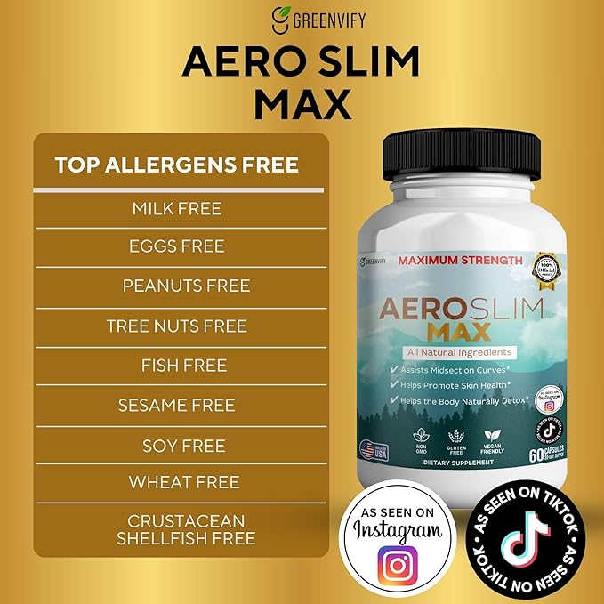 Aeroslim Max Natural Dietary Supplement, 60 Capsules, Maximum Strength, Vegan, Gluten Free, Non-GMO, Made in USA (5)-StrideForce Fitness