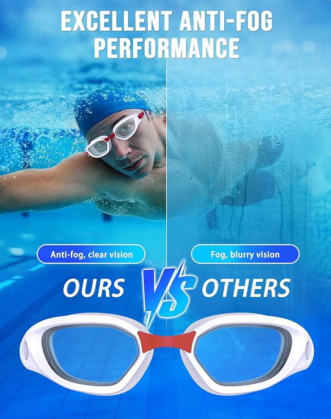 Swim Goggles, Unisex Adult Swimming Goggles Anti Fog Anti UV No Leakage Wide View for Men Women Youth-StrideForce Fitness