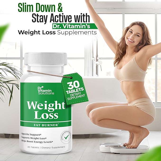 DR VITAMIN SOLUTIONS Weight Loss Supplements for Women & Men - Includes Green Tea Extract, Chromium, Vitamin B6 - Energy Booster, Belly Fat Burner & Appetite Suppressant Diet Pills - 30 Tablets-StrideForce Fitness