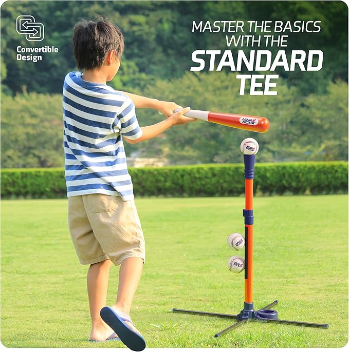 Tee Ball Set for Kids - 4 Year Old Boy Birthday Gift - Baseball Batting Tee for Kids - T Ball Set for Toddlers 3-5, 4-6 - Tball Toys for Ages 3 4 5 6 Year Old Boy - Toddler Outdoor Toys, Baseball Tee-StrideForce Fitness