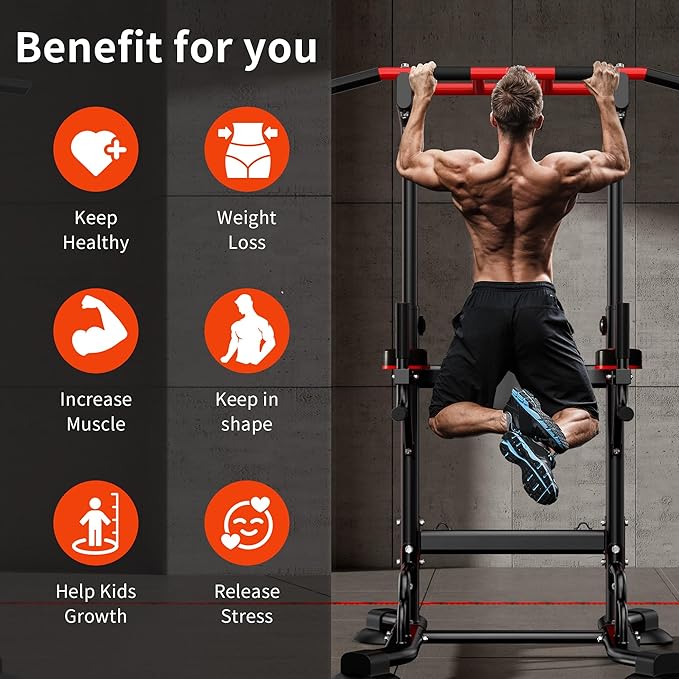 sogesfurniture Adjustable Dip Station & Pull Up Bar – Heavy Duty Calisthenics Workout Equipment for Home Gym, Multi-Function Fitness Training with Push Up Handles, Dips, Pull Ups & Push Ups-StrideForce Fitness